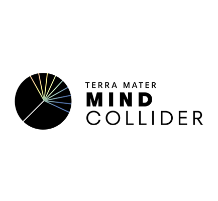 Logo of Terra Mater Mind Collider, often seen in corporate projects, featuring a black circle with colored lines radiating from the center and the text TERRA MATER MIND COLLIDER to the right.