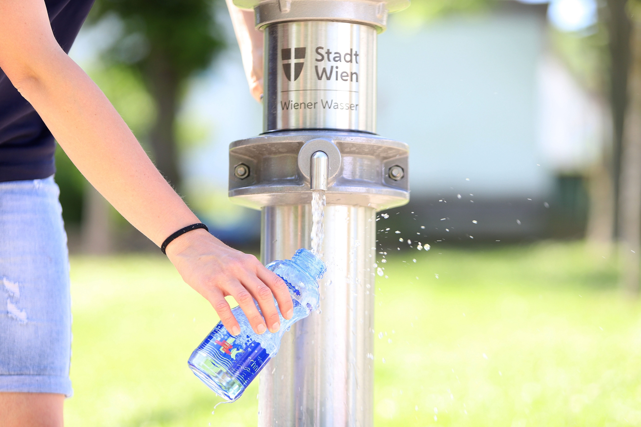 water bottle being filled