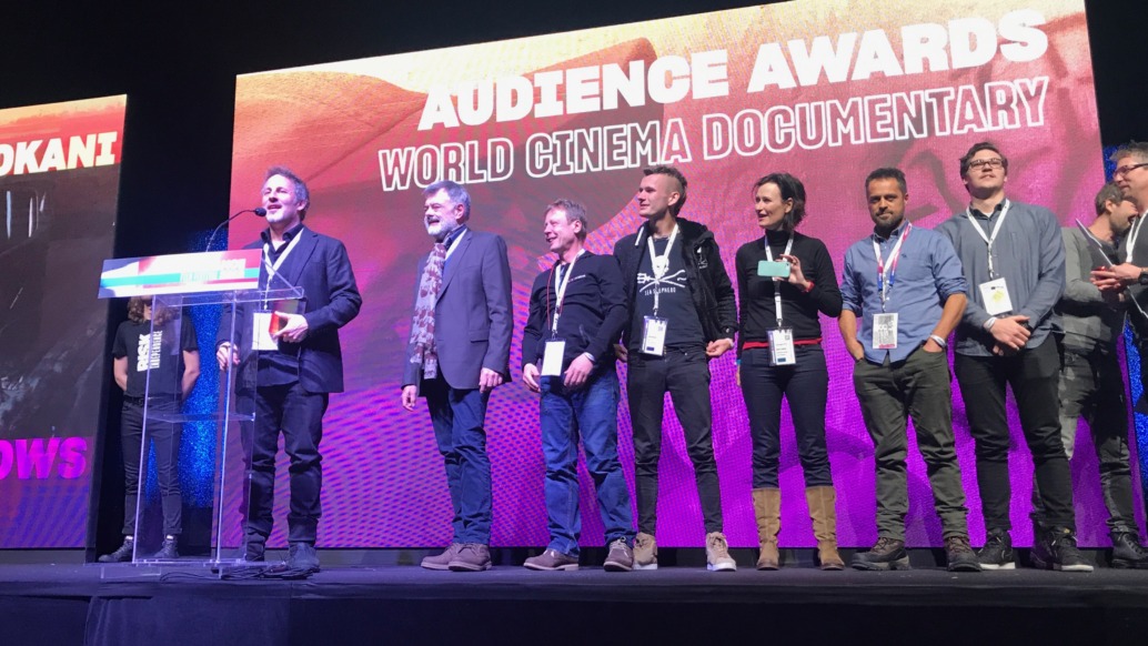 (L-R) Richard Ladkani, Walter Kohler, Wolfgang Knopfler, , Jack Hutton, Anita Ladkani, Andrea Crosta at the Award Ceremony during the 2019 Sundance Film Festival on February 2, 2019 in Park City, Utah.