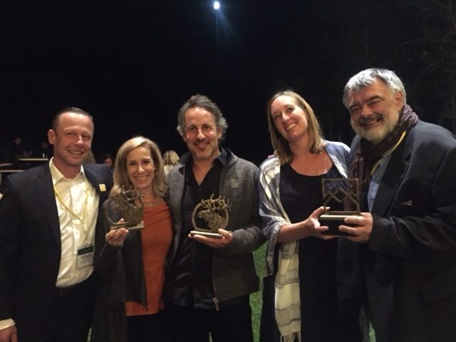 Delighted winners: f.l.t.r.: Wolfgang Knöpfler (Producer Terra Mater Factual Studios), Carole Tomko (Managing Director Vulcan Productions), Richard Ladkani (Director “The Ivory Game“), Sarah Edelson (Head of Development Vulcan Productions), Walter Köhler (CEO Terra Mater Factual Studios)