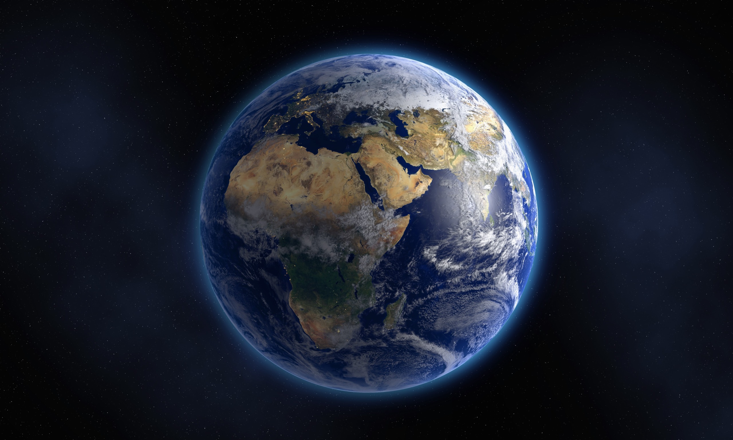 A view of Earth from space showing the continents of Africa, Europe, and Asia is a reminder of life's balance. The planet floats against a black background, with clouds drifting over blue oceans and diverse landmasses, reflecting the degrees of life and personal growth possible on this world.